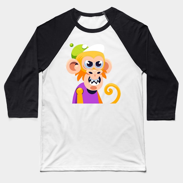 Monkey Green Hat Baseball T-Shirt by Mako Design 